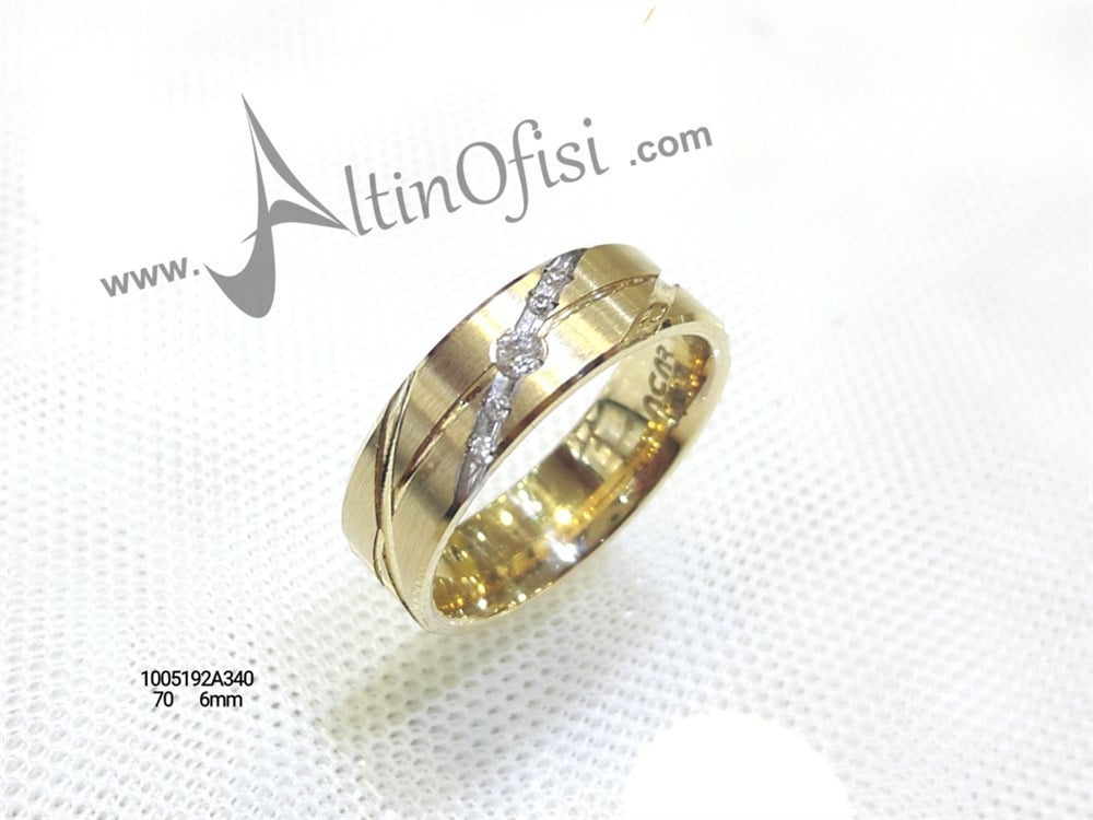 Taşlı Alyans 6 mm Genişlik 14 ayar altın