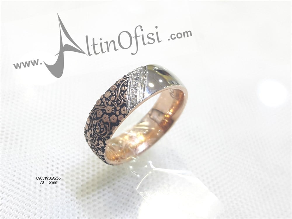 Taşlı Alyans 6 mm Genişlik 14 ayar altın