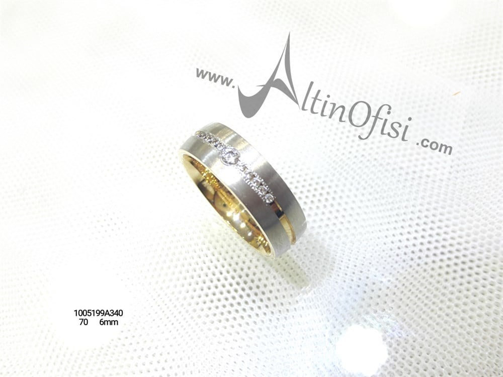 Taşlı Alyans 6 mm Genişlik 14 ayar altın