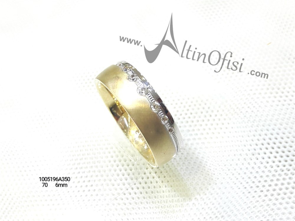 Taşlı Alyans 6 mm Genişlik 14 ayar altın