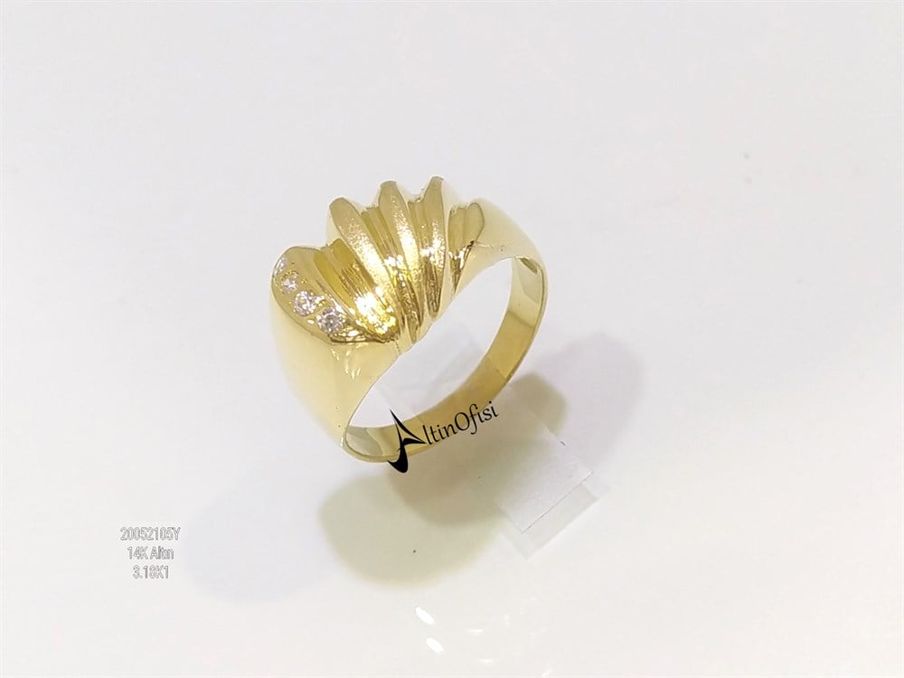 TAşlı İstiridye Yüzük 14 Ayar Altın