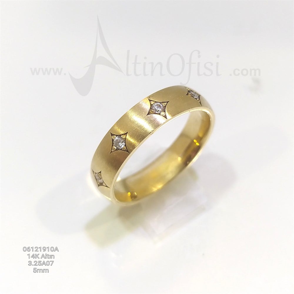 Taşlı KARO  Alyans 4,8 mm Genişlik 14 ayar altın