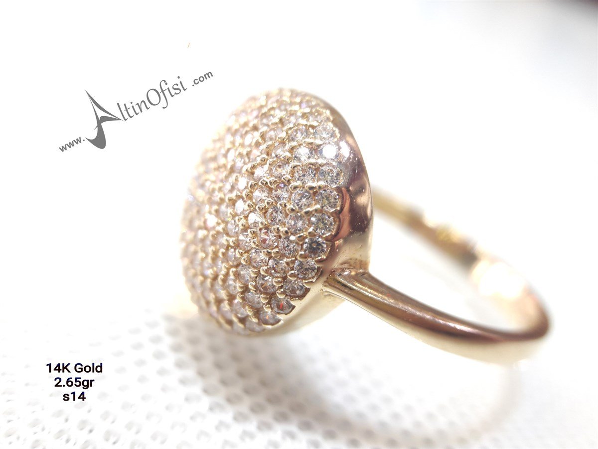 Taşlı Yüzük Sarı 14 Ayar Altın