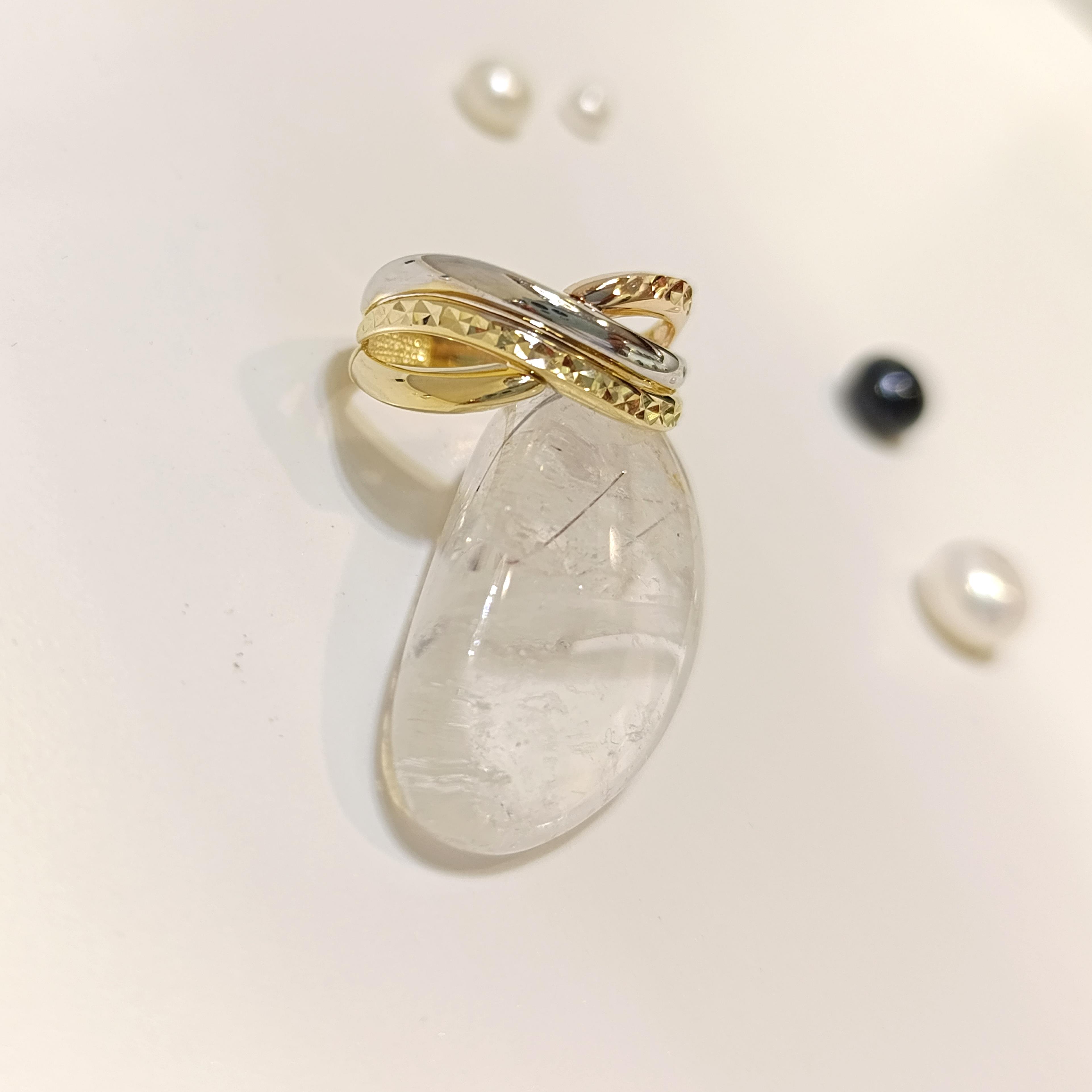 Taşsız Üç Renkli Yüzük 14 Ayar Altın HD VİDEOLU