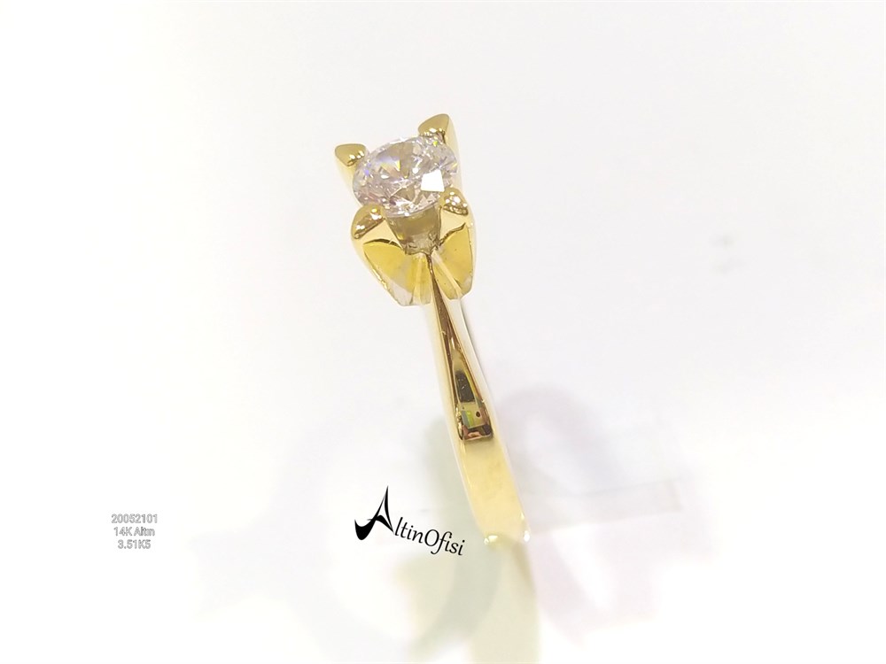 Tek Taş Yüzük 14 Ayar Altın