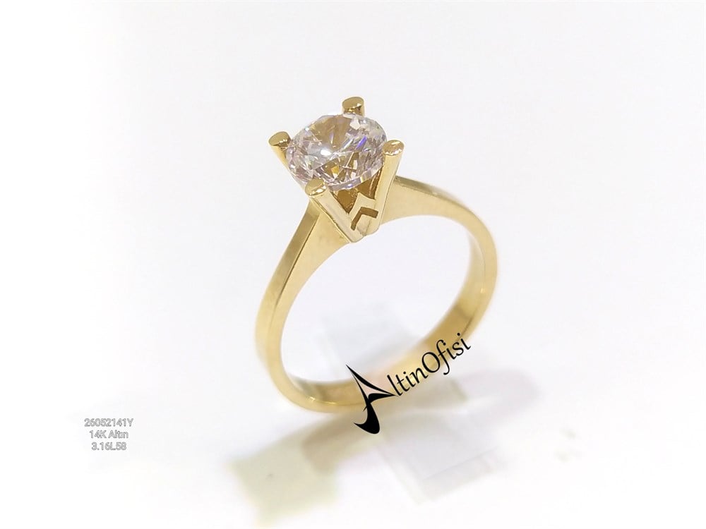 Tek TAş Yüzük 14 Ayar Altın
