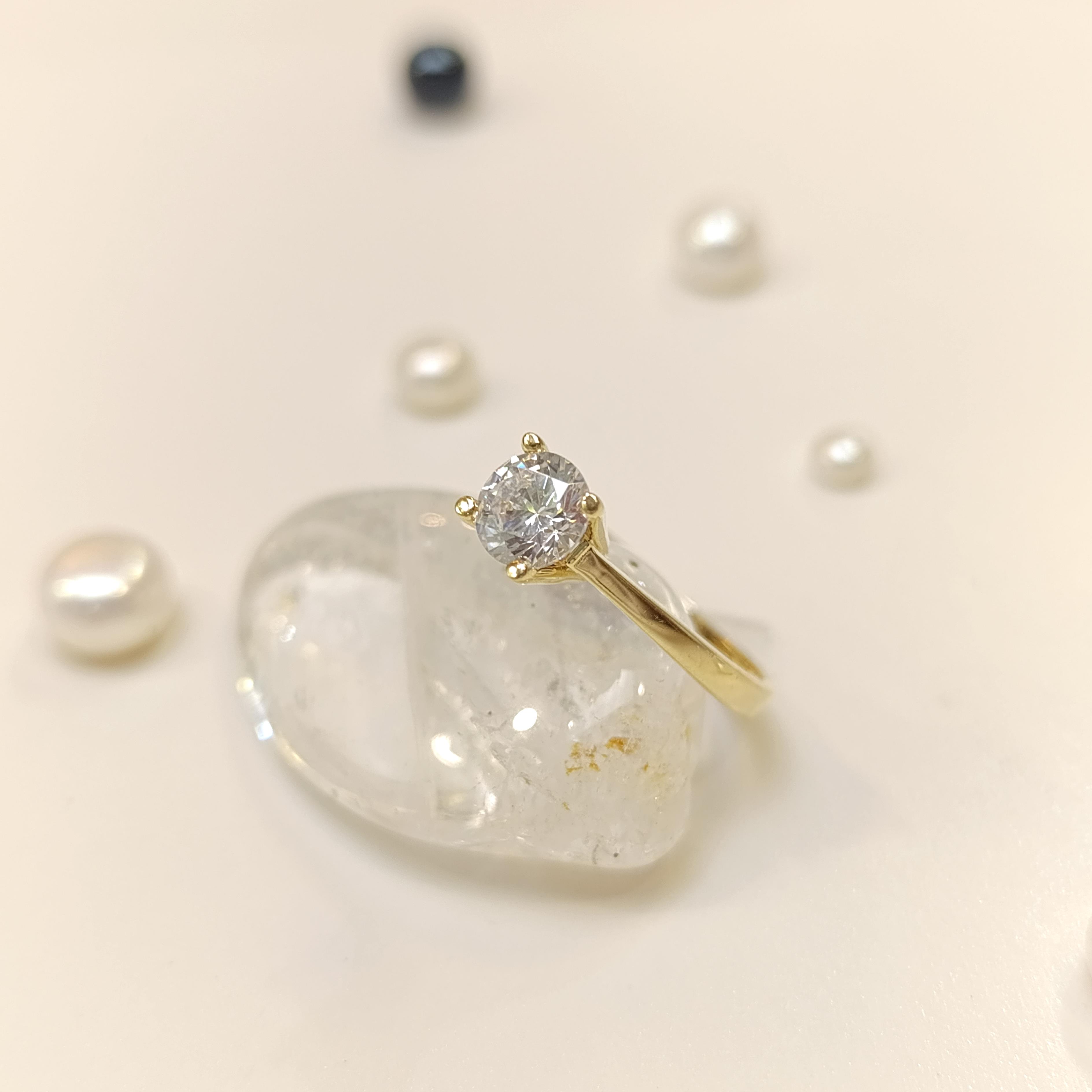 Tek Taş Yüzük 14 Ayar Altın HD VİDEOLU