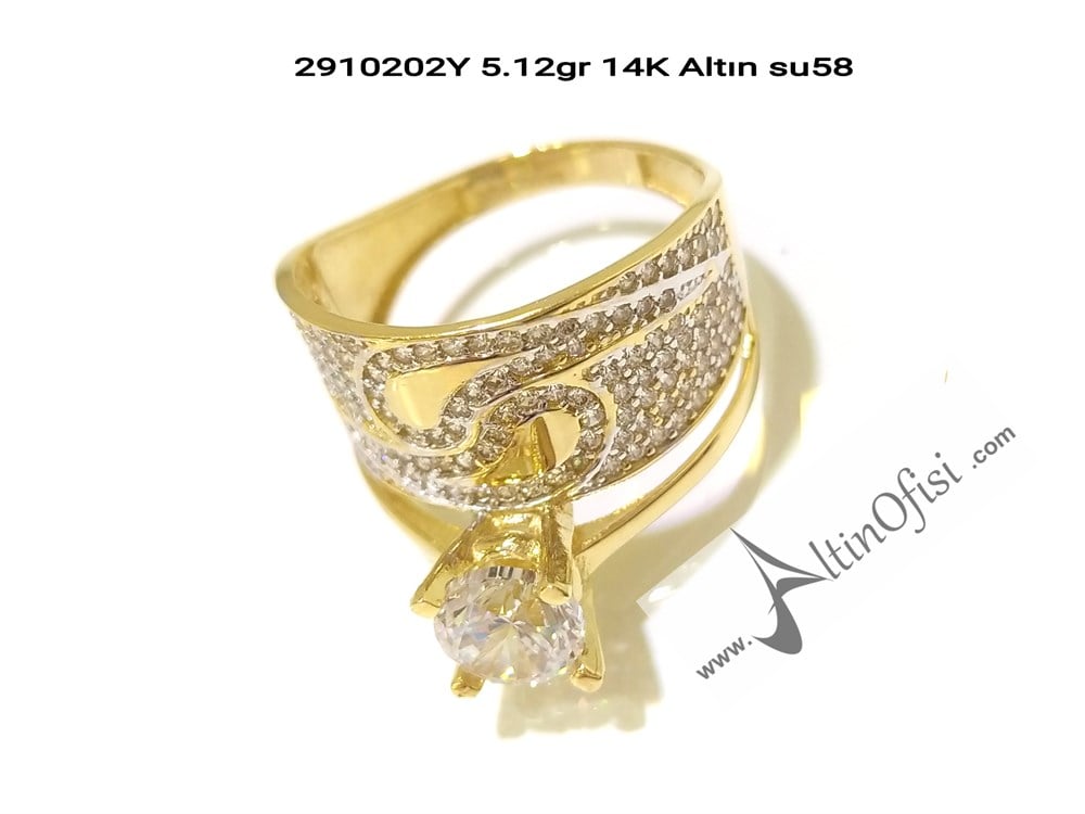 Tektaş Alyans Bitişik Yüzük Sarı 14 Ayar Altın