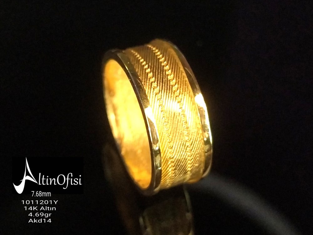 Trtabzon Hasırı Alyans Yüzük 7,68 mm 14 Ayar Altın