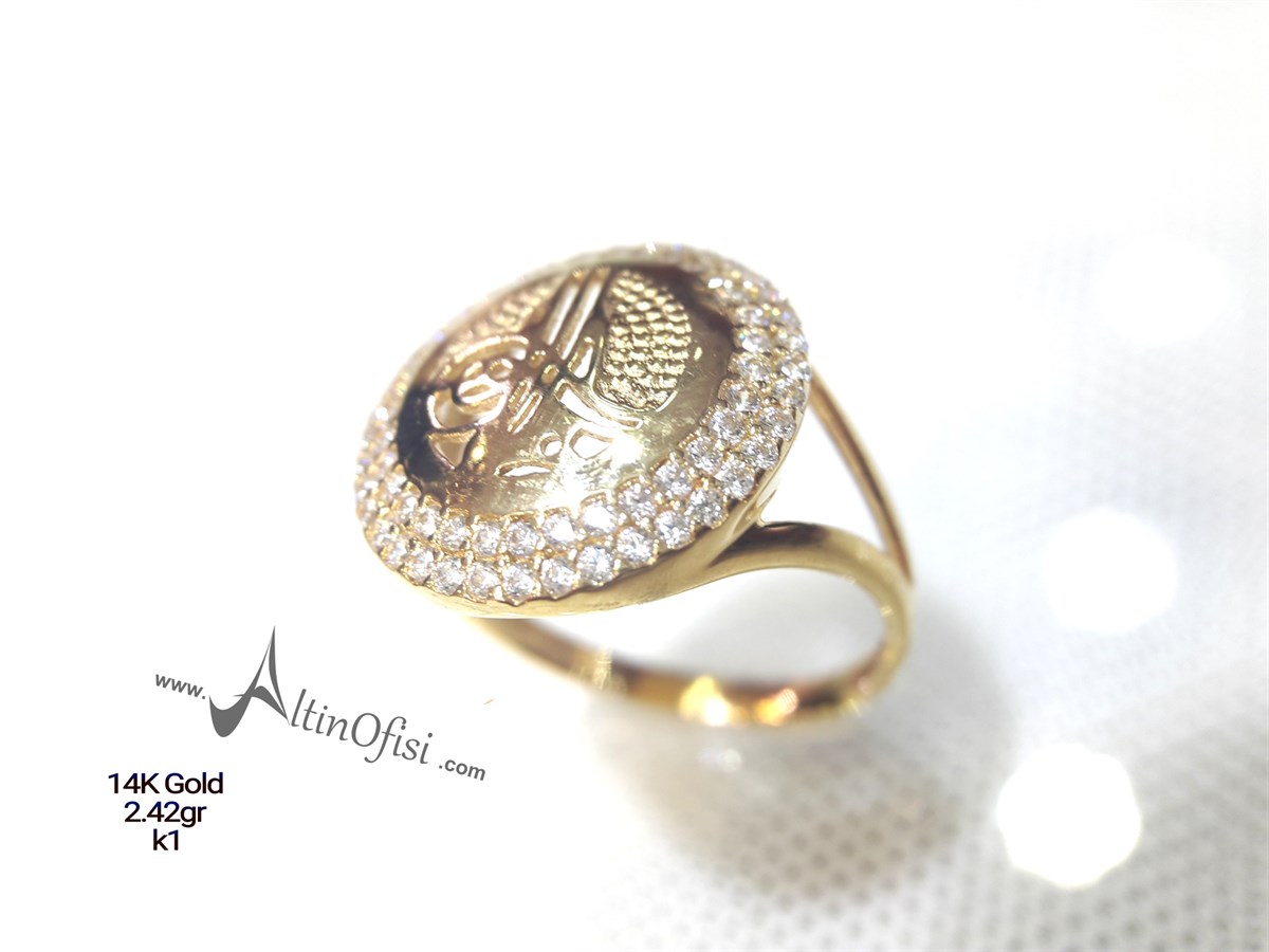 Tuğralı  Yüzük 14 Ayar Altın