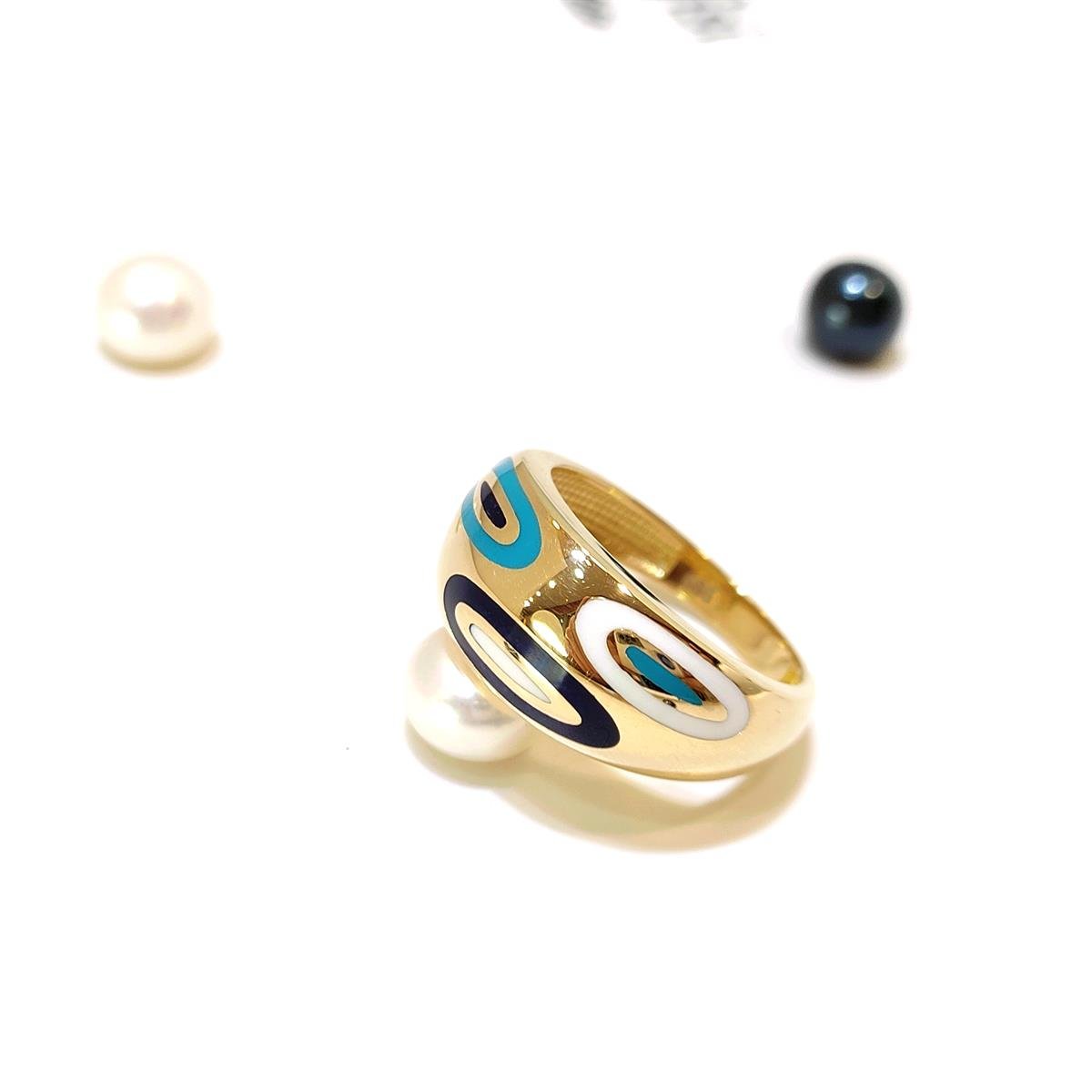 Turkuaz ve Lacivert Mineli Yüzük 14 Ayar Altın HD VİDEOLU