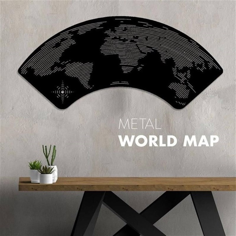 Dünya Haritasıı Metal Duvar Dekoru