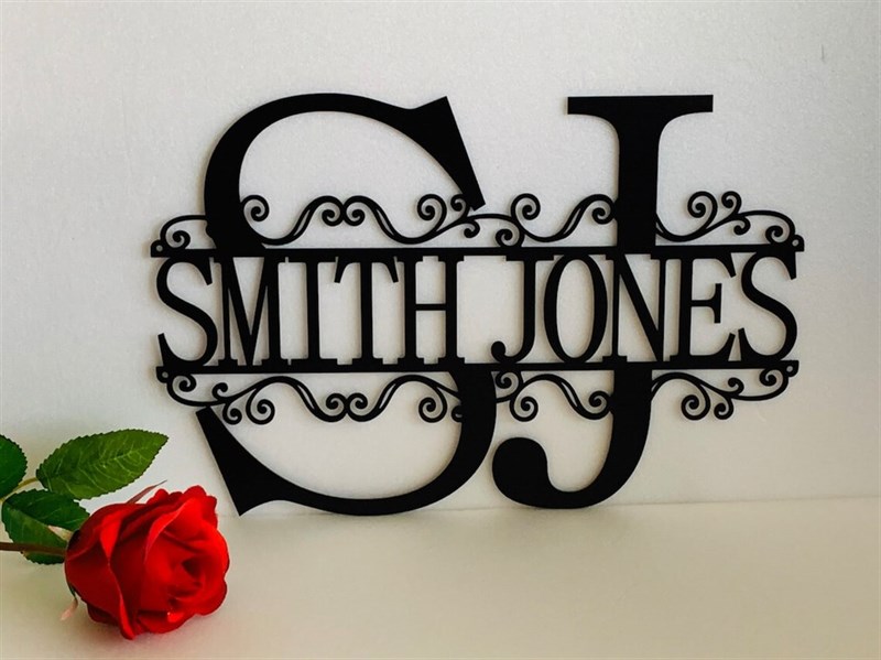 Two Letter Personalized Nameplate Metal Wall Decor