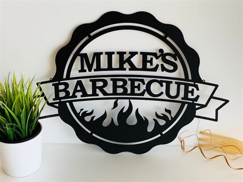 Custom Barbecue Nameplate Metal Wall Decor