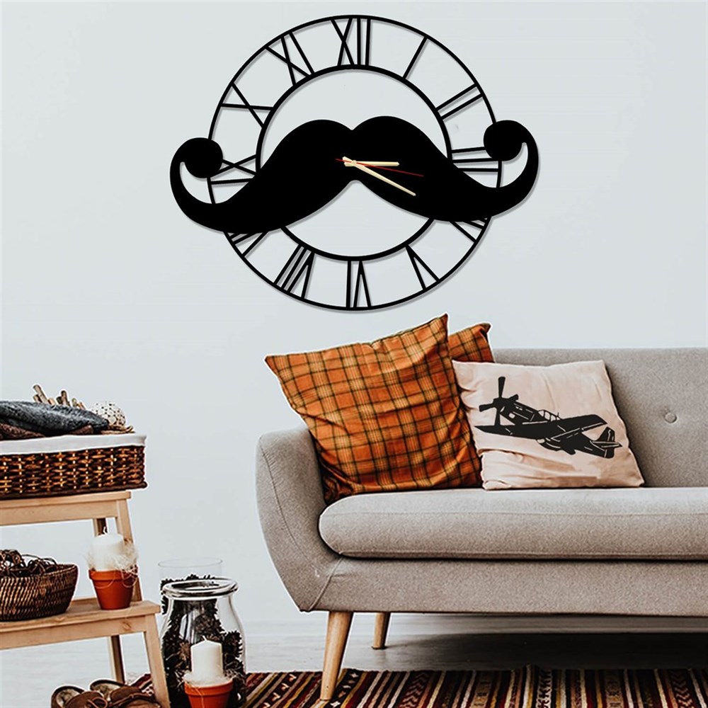 Moustache Metal Wall Clock