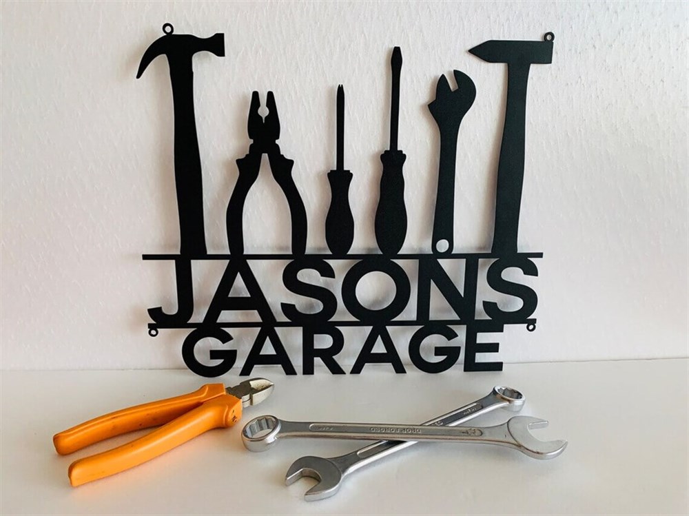 Custom Tool Set Garage Nameplate Metal Wall Decor