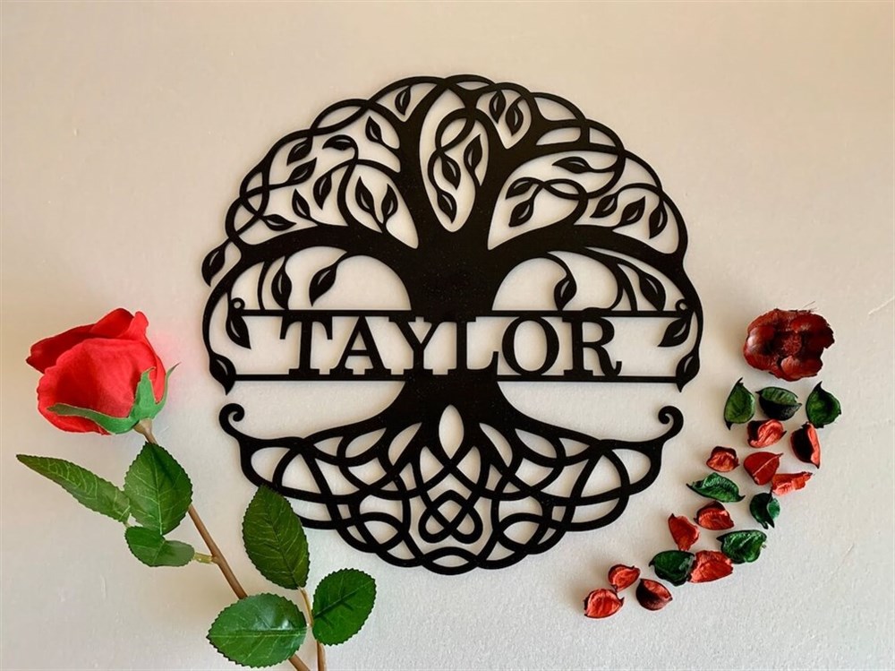 Personal Tree of Life Nameplate Metal Wall Decor