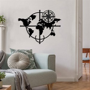 Compass Metal World Map