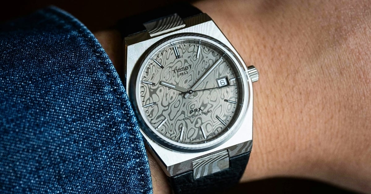 Tissot PRX Powermatic 80 Damascus Şam çeliği kasa ve kadran detaylı ürün görseli