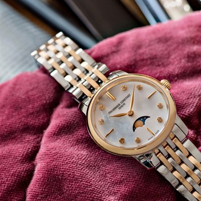 Frederique Constant Slimline Ladies Moonphase FC-206MPWD1S2B Kadın Kol Saati