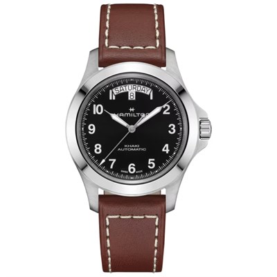 Hamilton Khaki Field King Day-Date 40mm H64475531 Otomatik Siyah Kadran Kahverengi Deri - Marmaris Gold Center