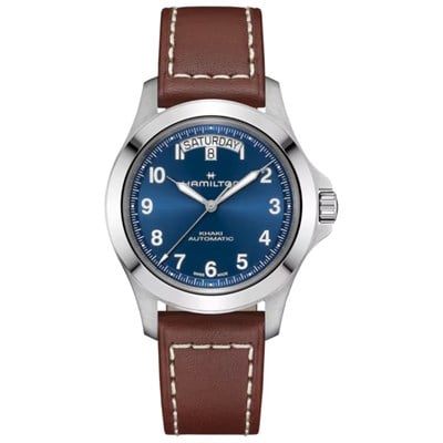 Hamilton Khaki Field King Day-Date 40mm H64475540 Otomatik Mavi Kadran Kahverengi Deri - Marmaris Gold Center