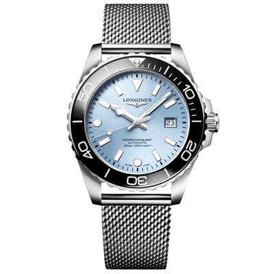 Longines HydroConquest 42mm L3.788.4.99.6 Buzlu Mavi Güneş Işını Desenli Kadran Erkek Saati Marmaris Gold Center