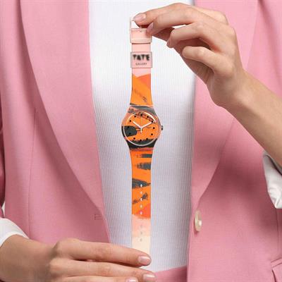 Swatch SUOZ362 Barns-Grahams Orange and Red on Pink Unisex Kol Saati