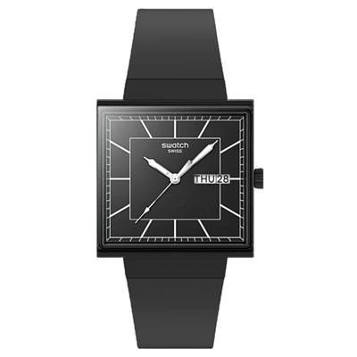 Swatch WHAT IF...BLACKAGAIN? SO34B701 Unisex Kol Saati