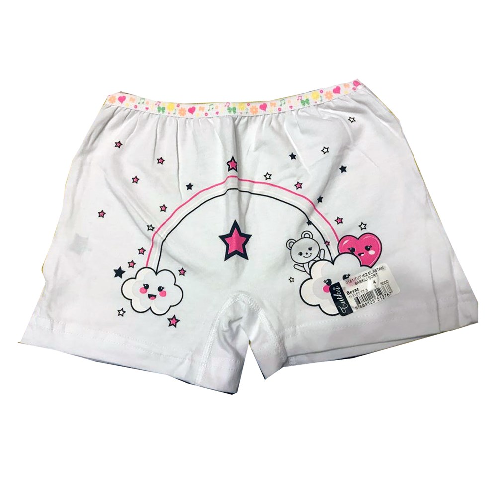 6 Adet Tutku Kız Elastan Baskılı Şort