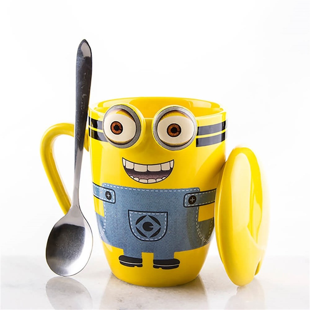 Porselen Minions Mug Kaşıklı Minyonlar Bardak