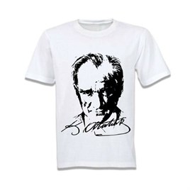 Belifanti Collection Unisex Siyah Atatürk Imza Baskılı Tişört Tshirt