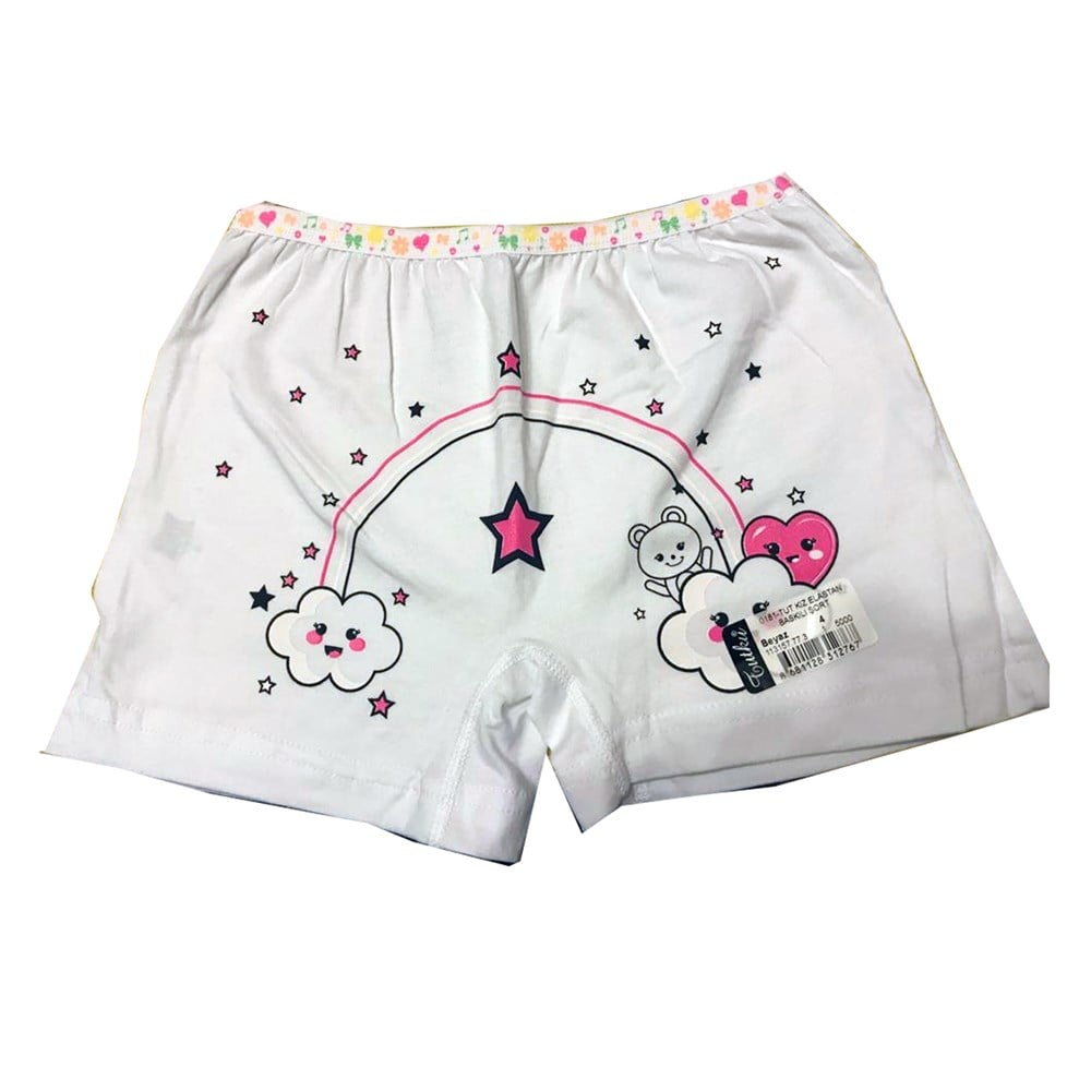 12 Adet Tutku Kız Elastan Baskılı Şort