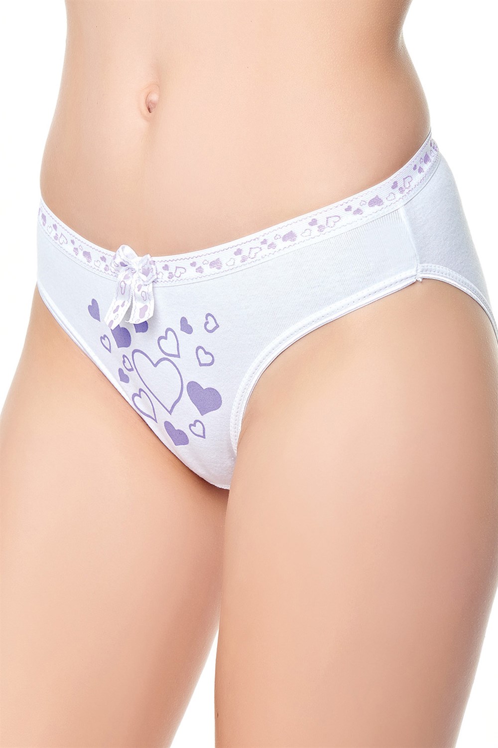 Tutku Kadın Ribana Kalp Baskılı Bikini Külot 3'lü Paket