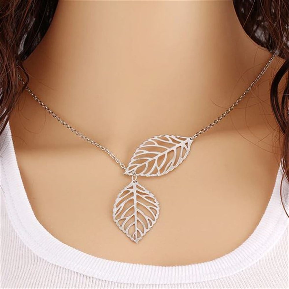 Yaprak Model İkili Kolye
