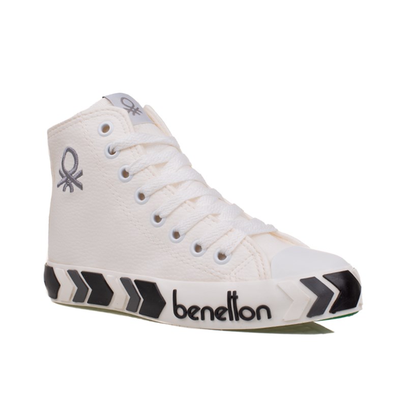 BenettonBenetton Beyaz Unisex Uzun Suni Deri Mevsimlik Spor