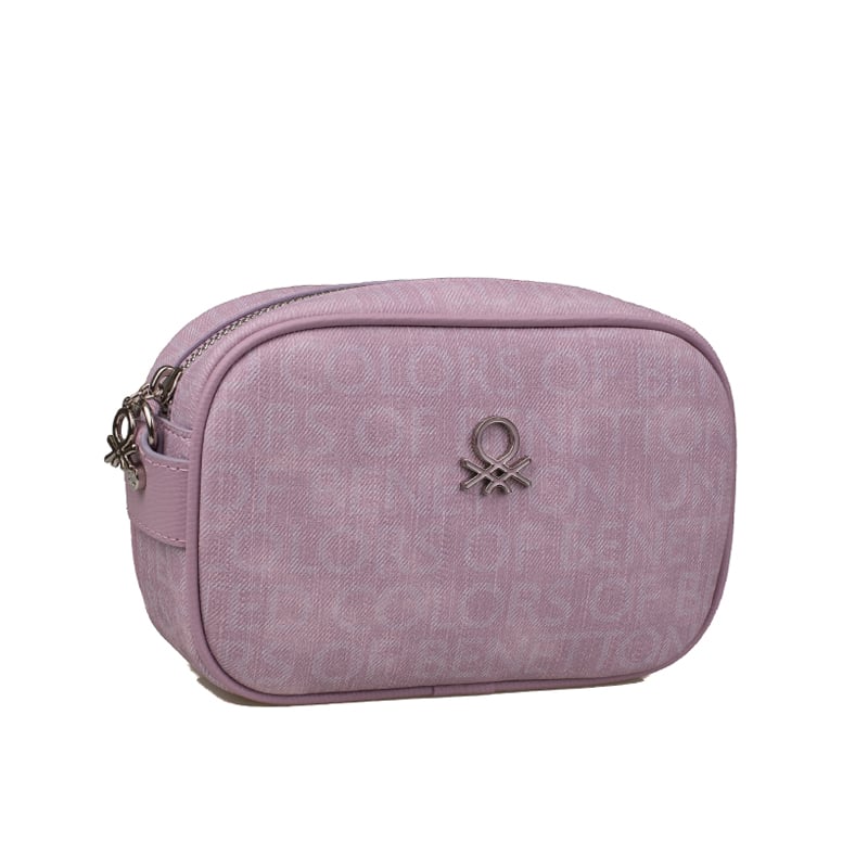 Benetton Lila Kadın Monogram Eskitme Mini Çapraz Çanta BNT 1537