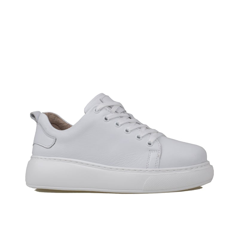 Trend Adımlar Beyaz Aura Kadın Hakiki Deri Sneaker