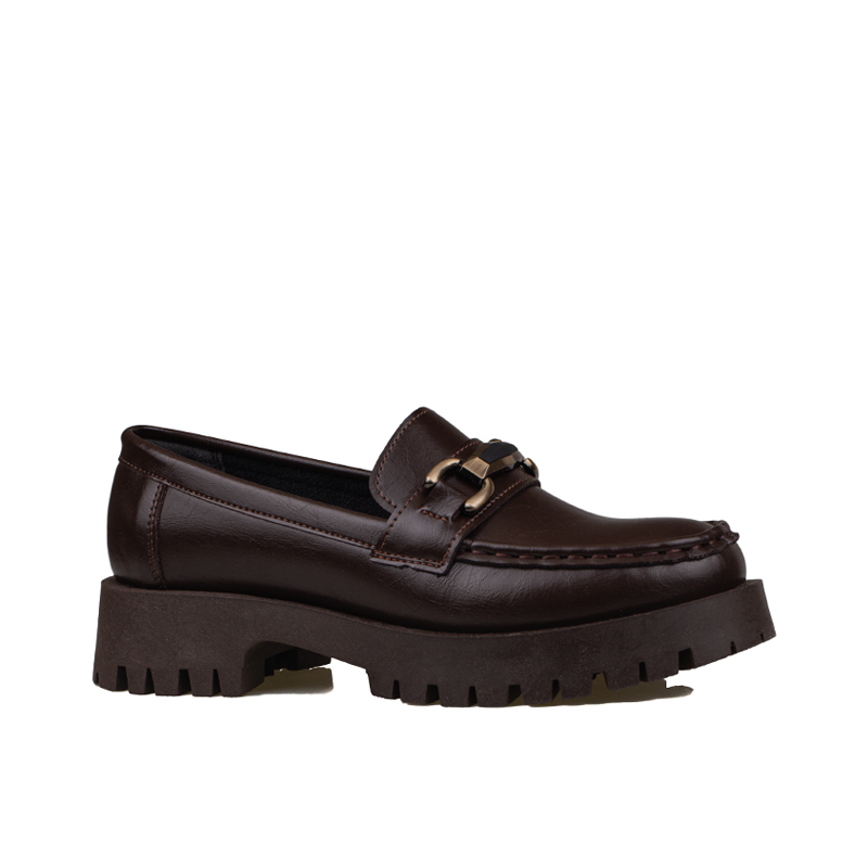 Trend Adımlar Kahverengi Kadın Kalın Tabanlı Loafer Ayakkabı