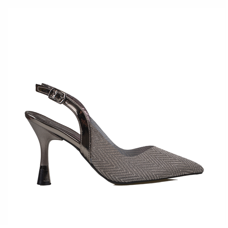 Trend Adımlar Platin Kadın Şeffaf Parlak Klasik Slingback Ayakkabı