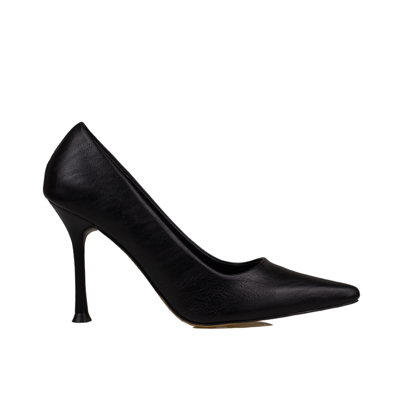 Trend Adımlar Siyah Kadın Düz Deri Stiletto