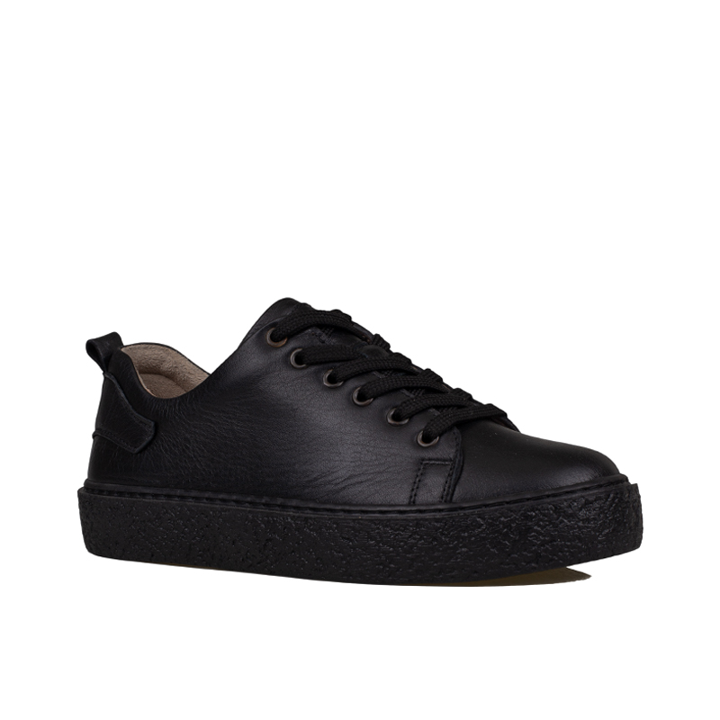 Trend Adımlar Siyah Mat Opi Hakiki Deri Kadın Sneaker