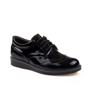 M2SM2S Siyah Erkek Çocuk Rugan Bağcıklı Klasik Ayakkabı