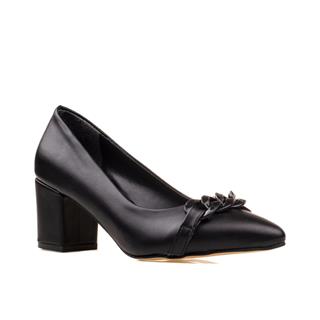 M2SM2S Siyah Kare Topuk Kadın Klasik Ayakkabı