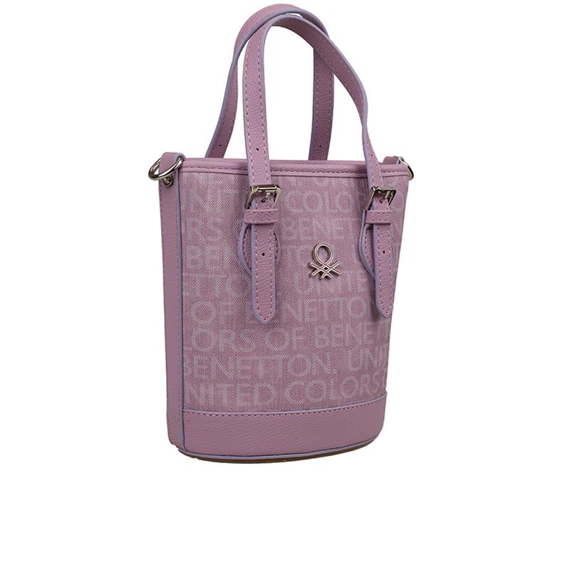 Benetton Lila Monogram Eskitme Kadın Küçük El Çantası BNT 1329