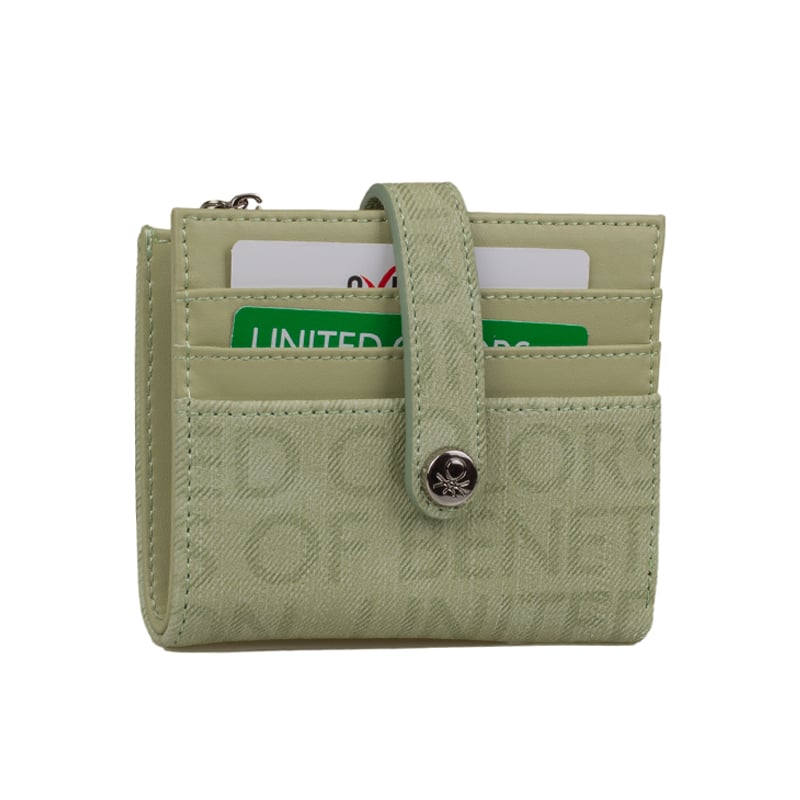 Benetton Yeşil Monogram Eskitme Kadın Küçük Kartlık BNT 1309