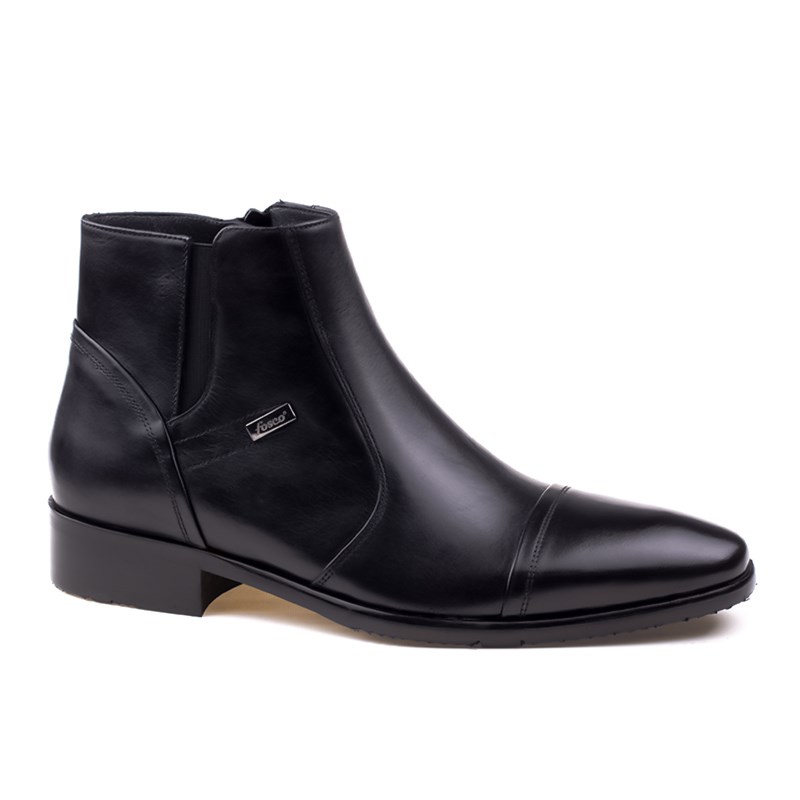 FoscoFosco Siyah Hakiki Deri Erkek Klasik 4 Mevsim Bot