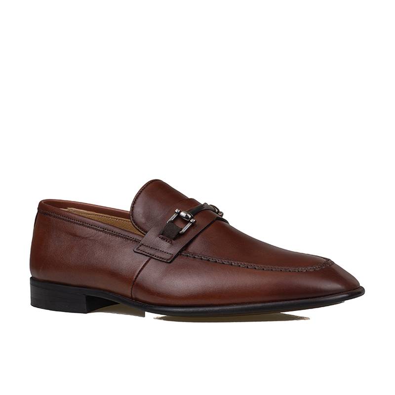 Fosco Taba Erkek Tokalı Klasik Slip-On Hakiki Deri Ayakkabı