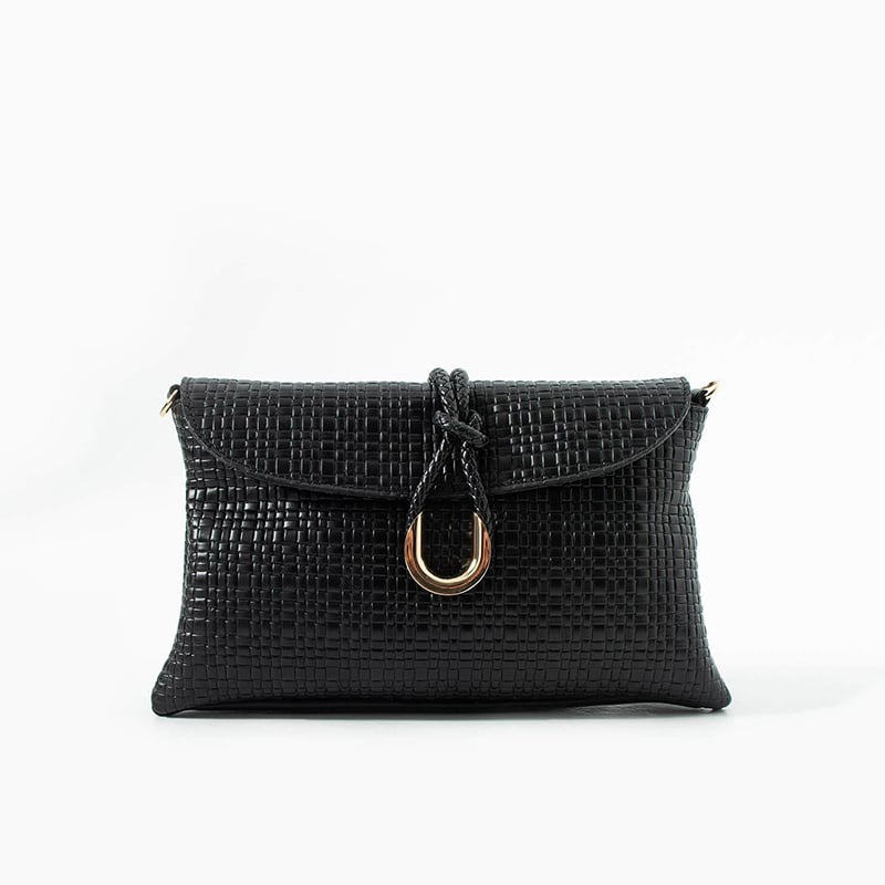 Jacquline Siyah Heryn Hasır Kadın Clutch ve Omuz Çantası