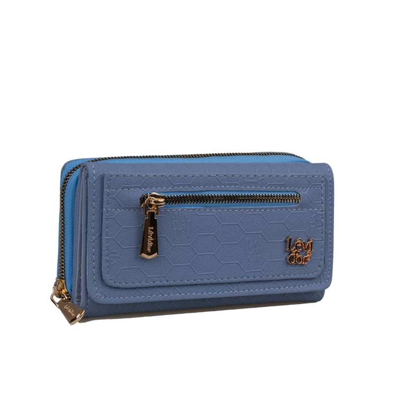 Levidor Mavi Kadın Monogram Lisans Baskılı Cüzdan